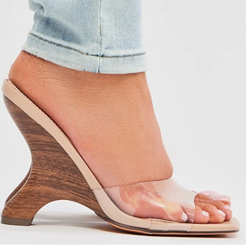 Fashion Nova Nora Clear Wedge Sz 10